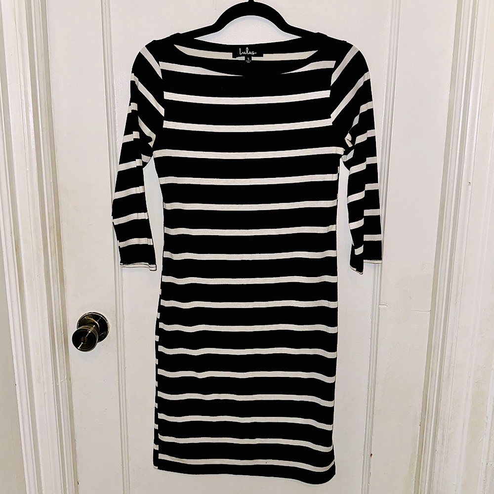 Lulus: Striped Cotton Stretch Knee Length Dress